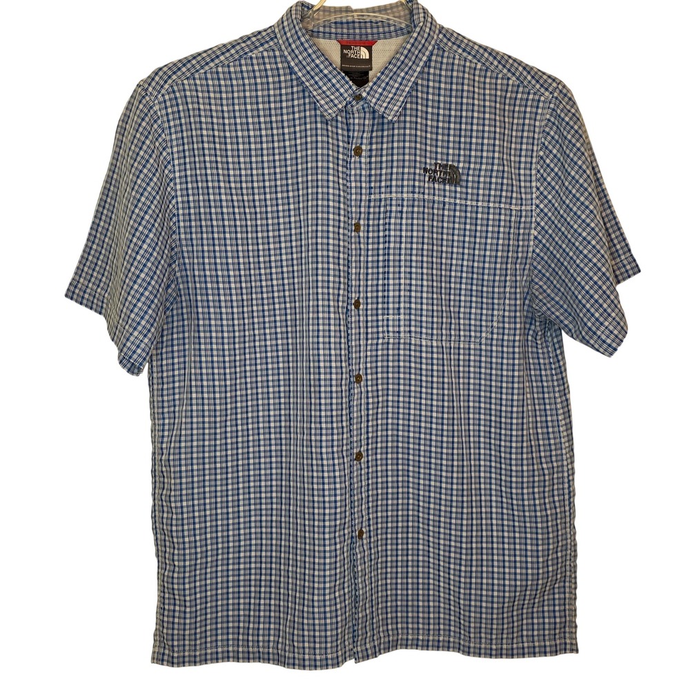 The North Face Mens Plaid Button Up Short Sleeve Casual Shirt Size L Gorpcore